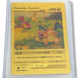 Pokemon Charmander, Charmeleon & Charizard GX HP450 Gold Foil Fan Art Card - Image 1