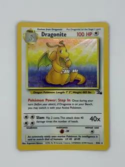 Pokemon TCG Dragonite 4/62 Fossil Set Holo Rare WOTC VTG 1999 - Image 1