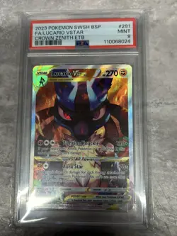 2023 POKEMON SWSH BLACK STAR PROMO #291 FULL ART/LUCARIO VSTAR PSA 9 - Image 1