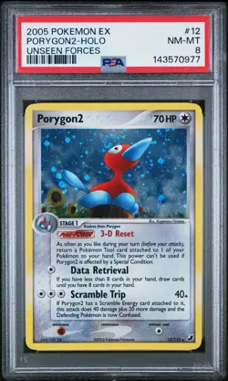 2005 POKEMON EX UNSEEN FORCES #12 PORYGON2-HOLO PSA 8 - Image 1