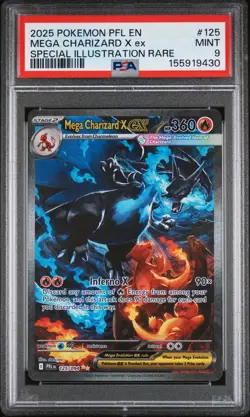 2025 POKEMON PFL SPECIAL ILLUSTRATION RARE #125 MEGA CHARIZARD X EX PSA 9 - Image 1