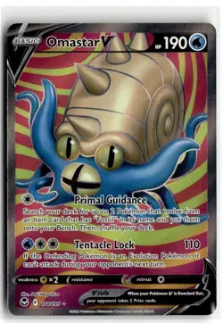 2022 Pokemon - Sword & Shield Silver Tempest Omastar V #174/195 - Image 1