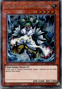 Yugioh Zaborg the Thunder Monarch RA04-EN125 1st Edition Platinum Secret Rare NM - Image 1