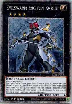 Yugioh Evilswarm Exciton Knight RA04-EN212 1st Edition Platinum Secret Rare NM - Image 1