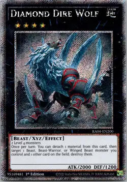 Yugioh Diamond Dire Wolf RA04-EN200 1st Edition Platinum Secret Rare NM - Image 1