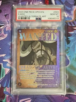 2023 One Piece Pillars of Strength OP03 Kaido Wanted Alternate Art #003 PSA 10 - Image 1