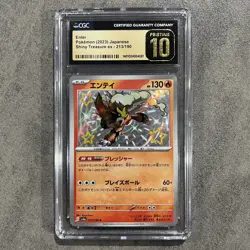 CGC 10 Pristine Entei 213/190 S Shiny Treasure ex sv4a Pokemon Card TCG Holo - Image 1