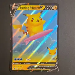 Surfing Pikachu V 008/025 Celebrations Ultra Rare Holo Full Art Pokemon Card - Image 1
