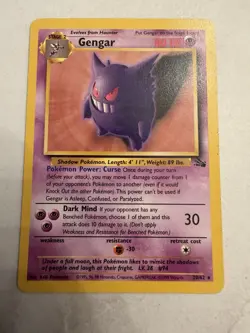 Pokemon TCG Gengar 20/62 Fossil Set Non-Holo Rare Unlimited 1999 - Image 1