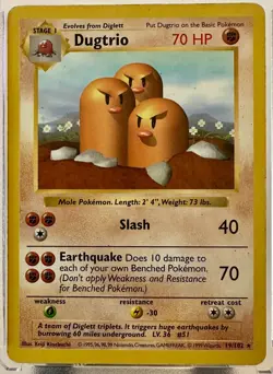 Pokemon TCG: Dugtrio - Base Set 1999 (19/102) "Shadowless!" NM - Image 1