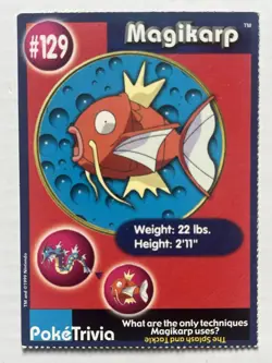 1999 Burger King Pokemon Poketrivia Magikarp #129 Dragonite Movie Scene #9 LP - Image 1