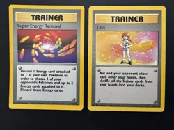 Pokemon TCG Lot of 2 Vintage WOTC trainer Rare - Lass 75 Super Energy Removal 79 - Image 1