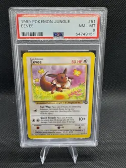 Eevee Pokemon Card Graded PSA 8 Jungle 1999 #51 Rare - Image 1