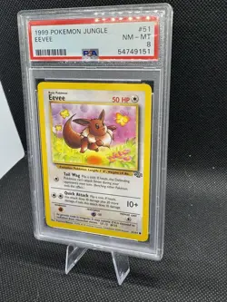 Eevee Pokemon Card Graded PSA 8 Jungle 1999 #51 Rare - Image 2