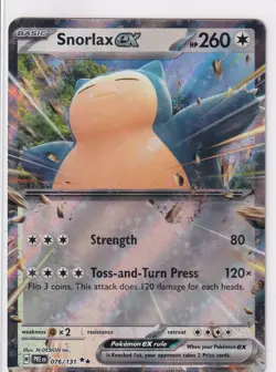 Pokemon TCG Snorlax EX 76/131 Prismatic Evolutions Double Rare Holo Card NM - Image 1