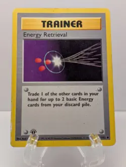 Energy Retrieval Trainer 81/102 1st Edition Shadowless Pokemon 1999 Base Set MP - Image 1