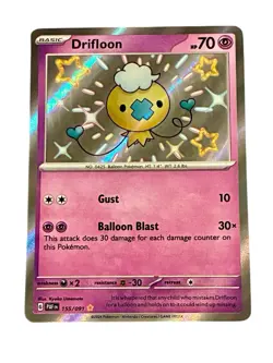 Pokemon Drifloon 155/091 SV Paldean Fates Shiny Rare Holo Basic English Card - Image 1