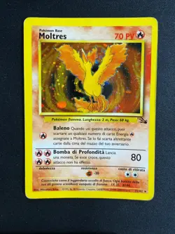 Pokemon Moltres 12/62 Fossil Rara Holo Unlimited Wizards ITA Carte Vintage - Image 1