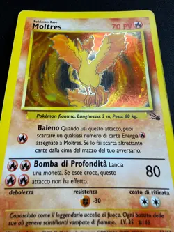 Pokemon Moltres 12/62 Fossil Rara Holo Unlimited Wizards ITA Carte Vintage - Image 4