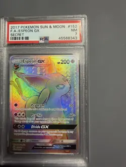 2017 POKEMON TCG SUN & MOON SECRET #152 FULL ART/ESPEON GX PSA 7 ENGLISH - Image 1