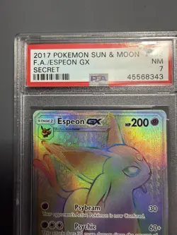 2017 POKEMON TCG SUN & MOON SECRET #152 FULL ART/ESPEON GX PSA 7 ENGLISH - Image 2