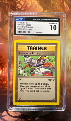 Pokemon Computer Error Black Star Promo No. 16 2000 Pokemon League CGC 10 - Image 1