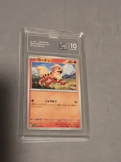 Pokemon TCG Growlithe 058/165 151 Japanese, Graded TAG 10 - Image 1