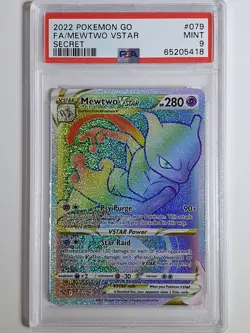 2022 Pokemon Go Mewtwo VSTAR 079/078 Secret Rainbow - PSA 9 - Image 1