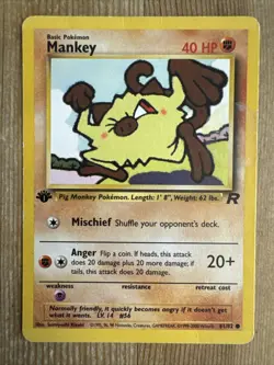 Mankey 1st Edition 61/82 Common Team Rocket Pokemon Vintage DMG 2000 WOTC - Image 1