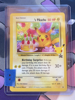 Birthday Pikachu 24 Holo Black Star Celebrations Promo Pokemon Card NM - Mint - Image 3