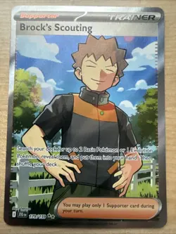 Pokemon TCG Brock's Scouting Holo Card 179/159 Journey Together Ultra Rare - Image 1