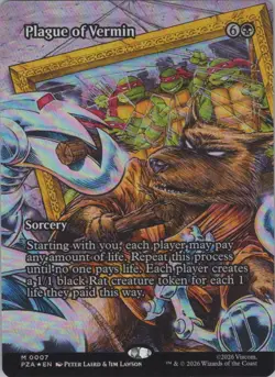 Foil Plague of Vermin (Borderless) M Teenage Mutant Ninja Turtles Eternal 7 NM - Image 1