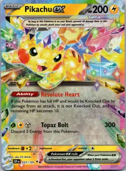 Pikachu ex 057/191 Double Rare Surging Sparks Pokemon Near Mint - Image 1