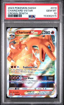 2023 POKEMON SWORD & SHIELD CROWN ZENITH #019 CHARIZARD VSTAR PSA 10 - Image 1