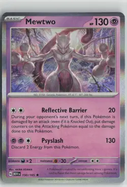 Mewtwo 150/165 Rare 151 Pokemon Holo Near Mint - Image 1