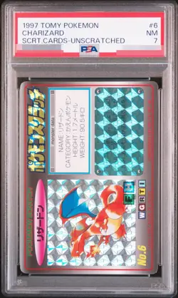 PSA 7 Tomy 1997 Pokemon Scratch Card Charizard No.6 Holo Japanese Unscratched - Image 1
