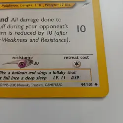 Pokemon TCG Jigglypuff 44/105 Neo Destiny 2002 LP - Image 4