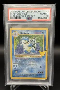 Pokemon PSA 10 GEM MINT Celebrations Blastoise 2/102 Classic Collection Holo - Image 1