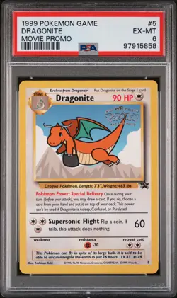 1999 POKEMON GAME MOVIE PROMO #5 DRAGONITE PSA 6 - Image 1