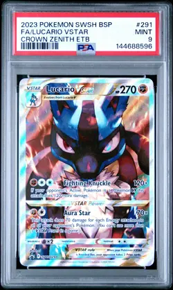 2023 POKEMON SWSH BLACK STAR PROMO #291 FULL ART/LUCARIO VSTAR PSA 9 - Image 1