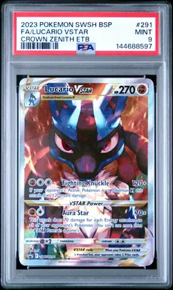 2023 POKEMON SWSH BLACK STAR PROMO #291 FULL ART/LUCARIO VSTAR PSA 9 - Image 1