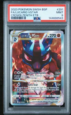 2023 POKEMON SWSH BLACK STAR PROMO #291 FULL ART/LUCARIO VSTAR PSA 9 - Image 1