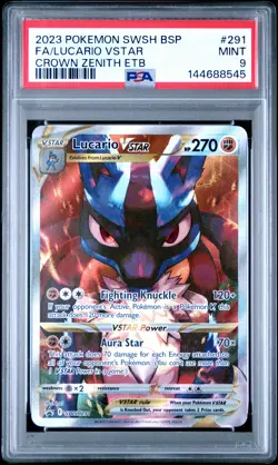 2023 POKEMON SWSH BLACK STAR PROMO #291 FULL ART/LUCARIO VSTAR PSA 9 - Image 1