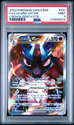 2023 POKEMON SWSH BLACK STAR PROMO #291 FULL ART/LUCARIO VSTAR PSA 9 - Image 1