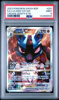 2023 POKEMON SWSH BLACK STAR PROMO #291 FULL ART/LUCARIO VSTAR PSA 9 - Image 1