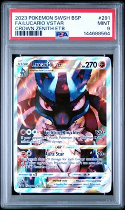 2023 POKEMON SWSH BLACK STAR PROMO #291 FULL ART/LUCARIO VSTAR PSA 9 - Image 1