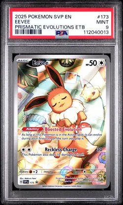 2025 POKEMON SVP EN-SV BLACK STAR PROMO #173 EEVEE PSA 9 - Image 1