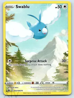 Swablu GG27/GG70 Pokemon Crown Zenith Galarian Gallery Trainer Gallery Rare - Image 1