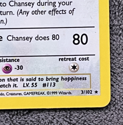 Chansey 3/102 Base Set Holo Vintage LP/MP Pokemon TCG - Image 5