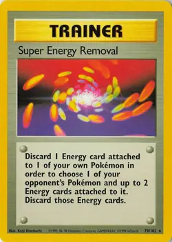Pokemon TCG Base Set Trainer Super Energy Removal Card 79/102 Rare - Image 3